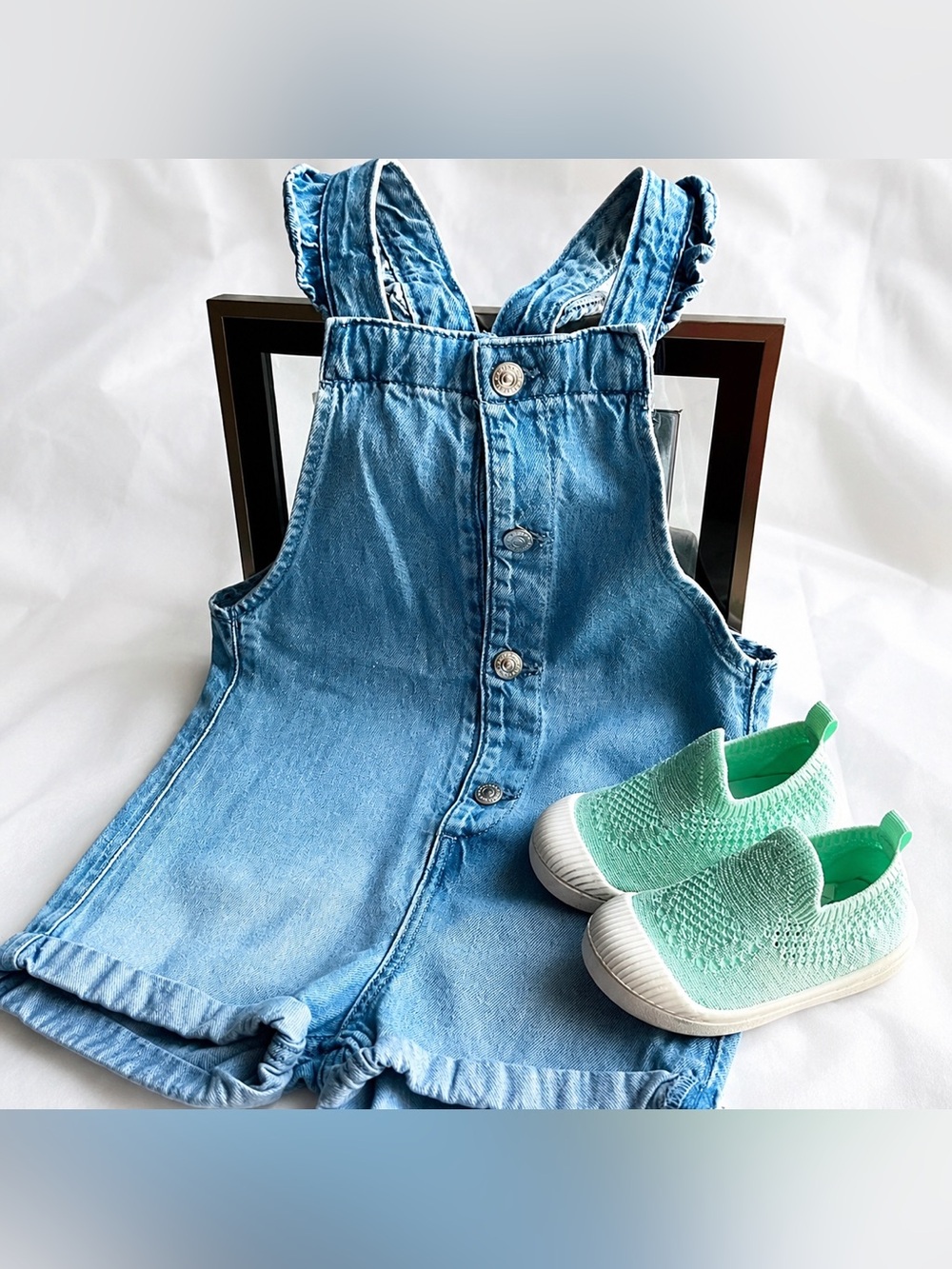 Girls H&M Denim Romper 12-18M + Free Toddler Shoes Size 5